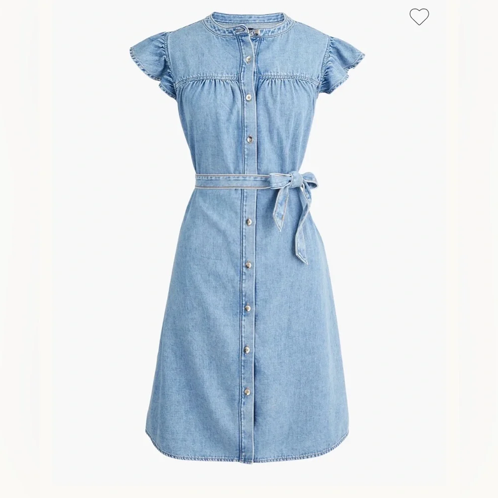 NWT J. Crew Ruffle Sleeve Button Up Mini Denim Dress - Picture 3 of 9